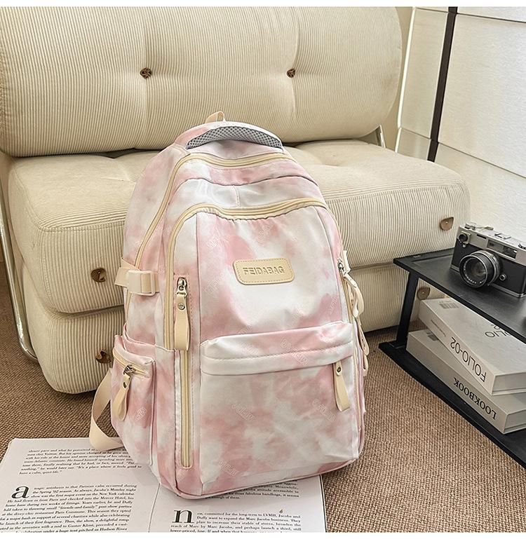 Schoolbag Personality Trend Tie-dye Backpack Male and Female Versatile College Student School Bag Fashion Large Capacity Junior High School Student