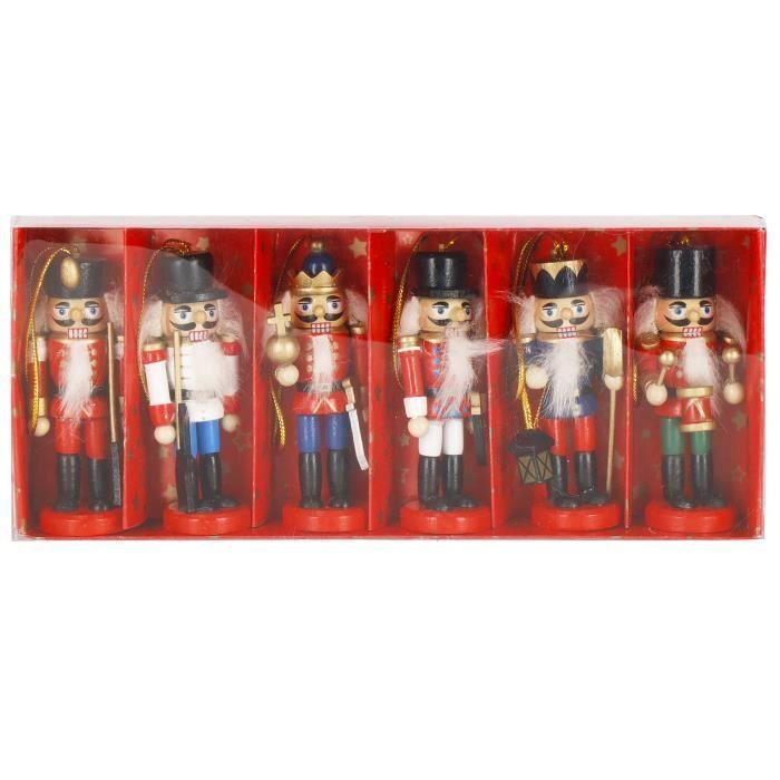 Wooden Christmas Decoration - SPRINGOS - Nutcracker - 6 Pcs - 8 Cm - Multicolored
