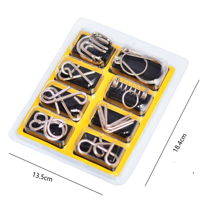 8Pcs/Set 3D Metal Puzzle Mind Brain Game Toy Children Adults Interactive Anti-Stress Funny Game Montessori Educational Toys