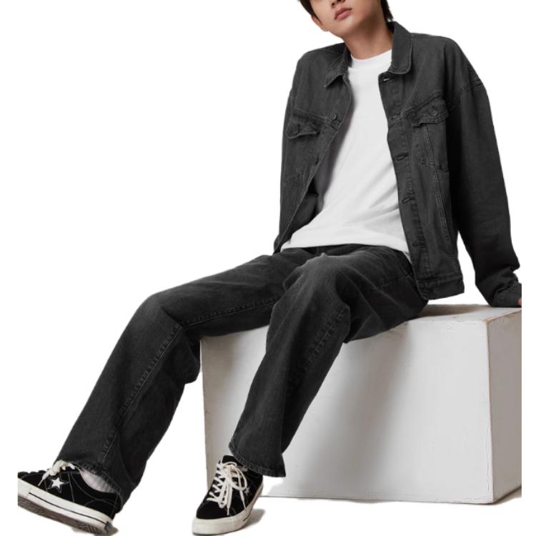 Gap Denim Jackets Men's Black Gray Color Lapel Moderate Other 745031