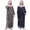 Women's Plus Size Long Nightgown - Double Zipper, Autumn/Winter Pajamas, Home Wear Robe