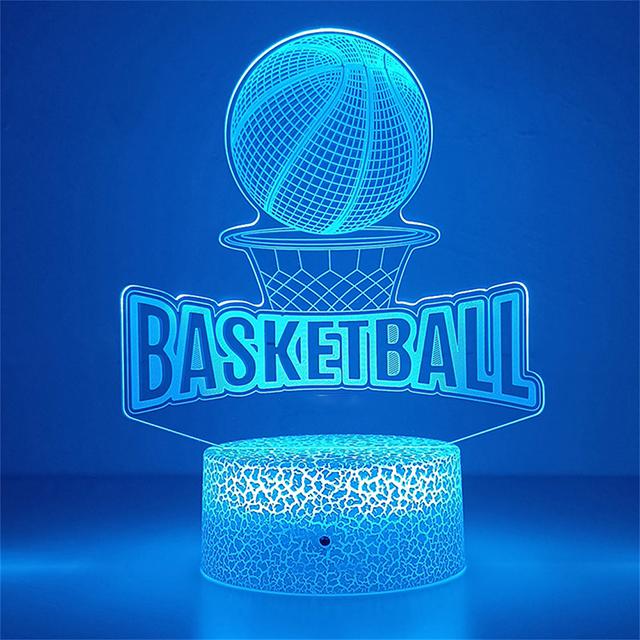 1pc Basketball Hoop 3D Night Light, 3D Optical Illusion Lamp With Touch 7-Color Changing Sport Game Ambient Light For Bedroom