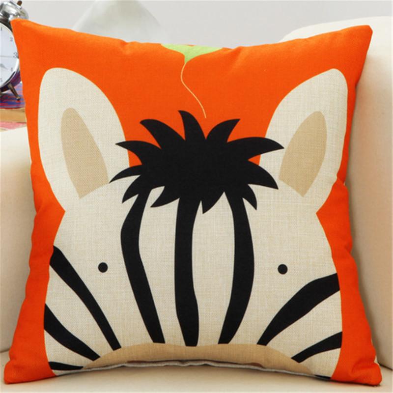 45x45cm Cute Cartoon Throw Pillowcase Home Linen Animal Printed Cushion Cover Car Sofa Pillow Cover Children Room Decorative