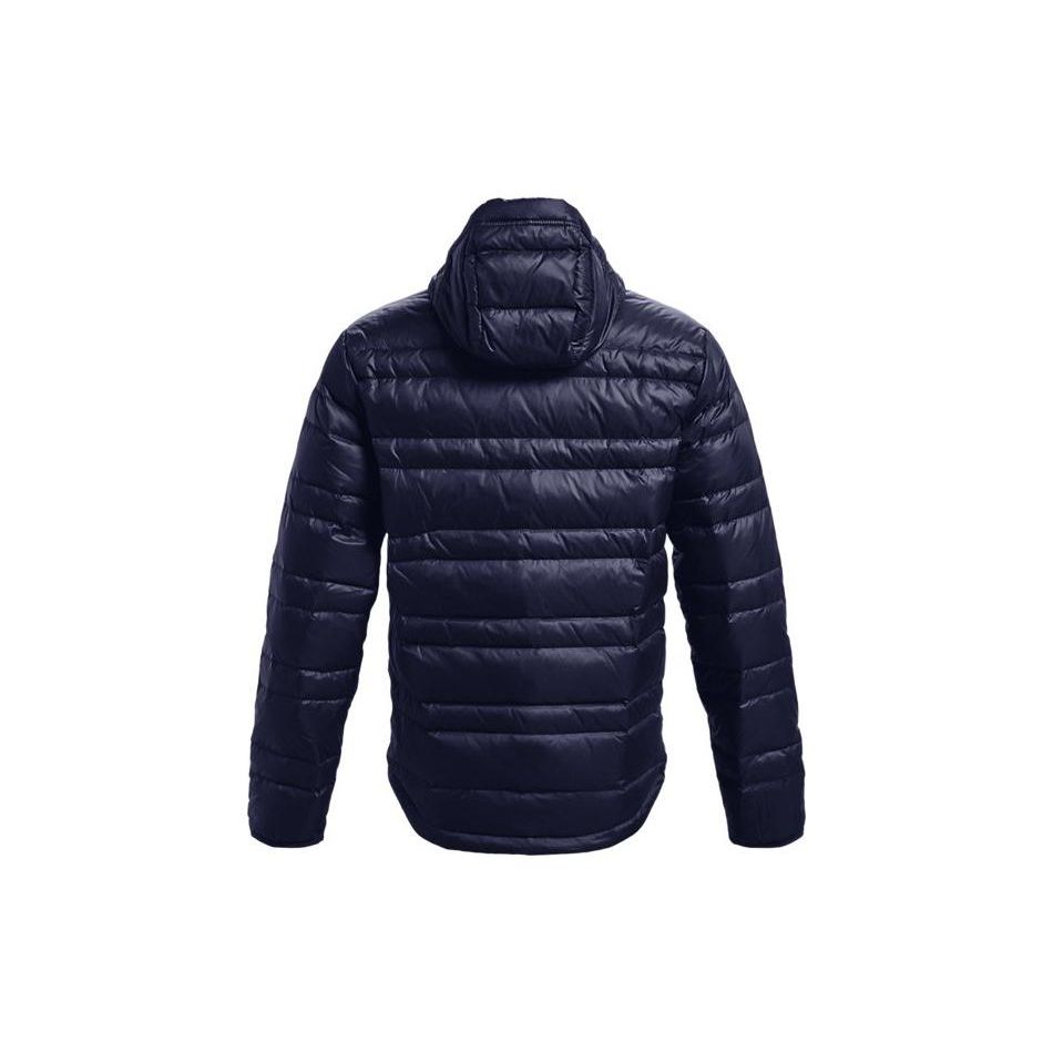 Under Armour Solid Color Logo Print Zipper Hooded Down Jacket Men Outerwear Navy-Blue 1342738-410