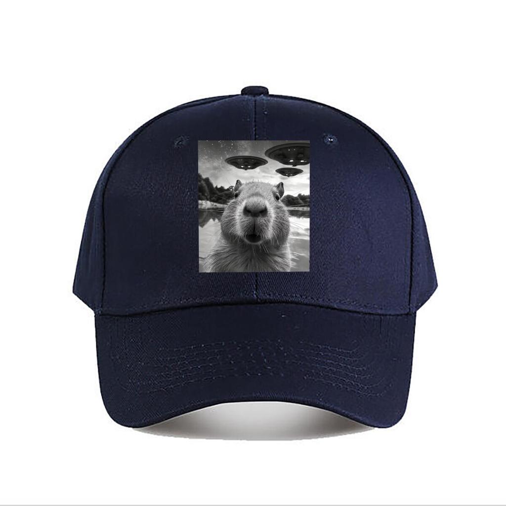 Capybara Close Up UFO Alien Invasion Lake Scene Baseball Cap Fashion Unisex Sunhat Womens Outdoor Sports