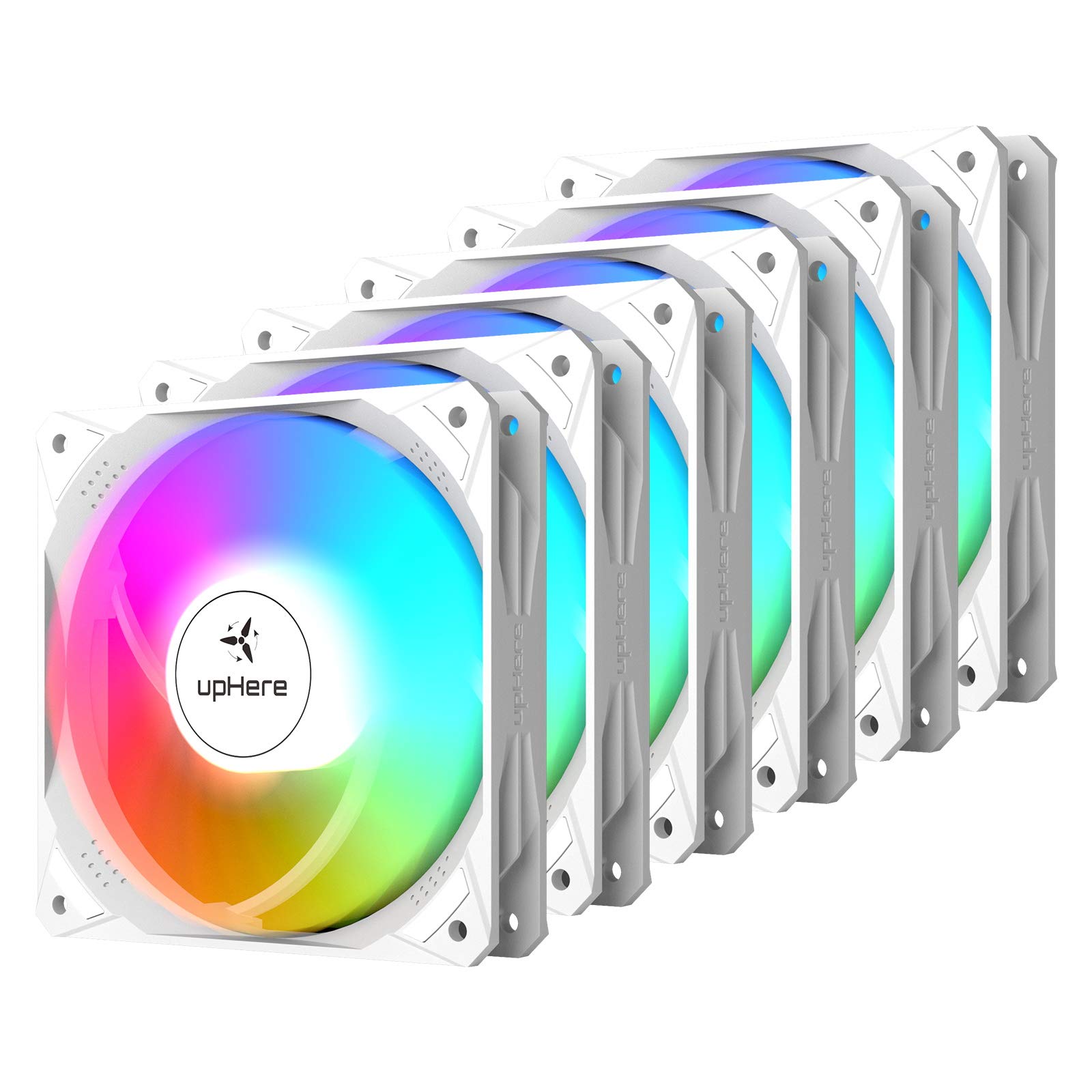 

upHere ARGB 120mm PC Case Fan 6PIN Connector Quiet High Performance 5V 3PIN ARGB Motherboard AURA Sync Synchronization Fan Hub Remote Included 6pcs 1