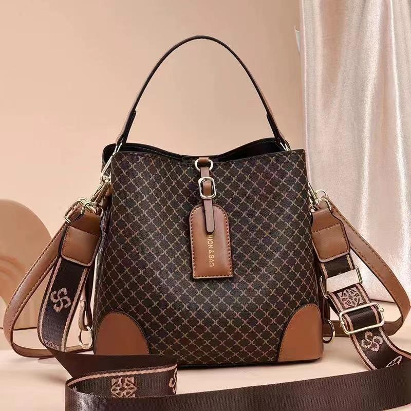 Hot-selling New Exquisite Women's Bags, Plaid Bucket Bags, Large-capacity Shoulder Bags, Messenger Bags.