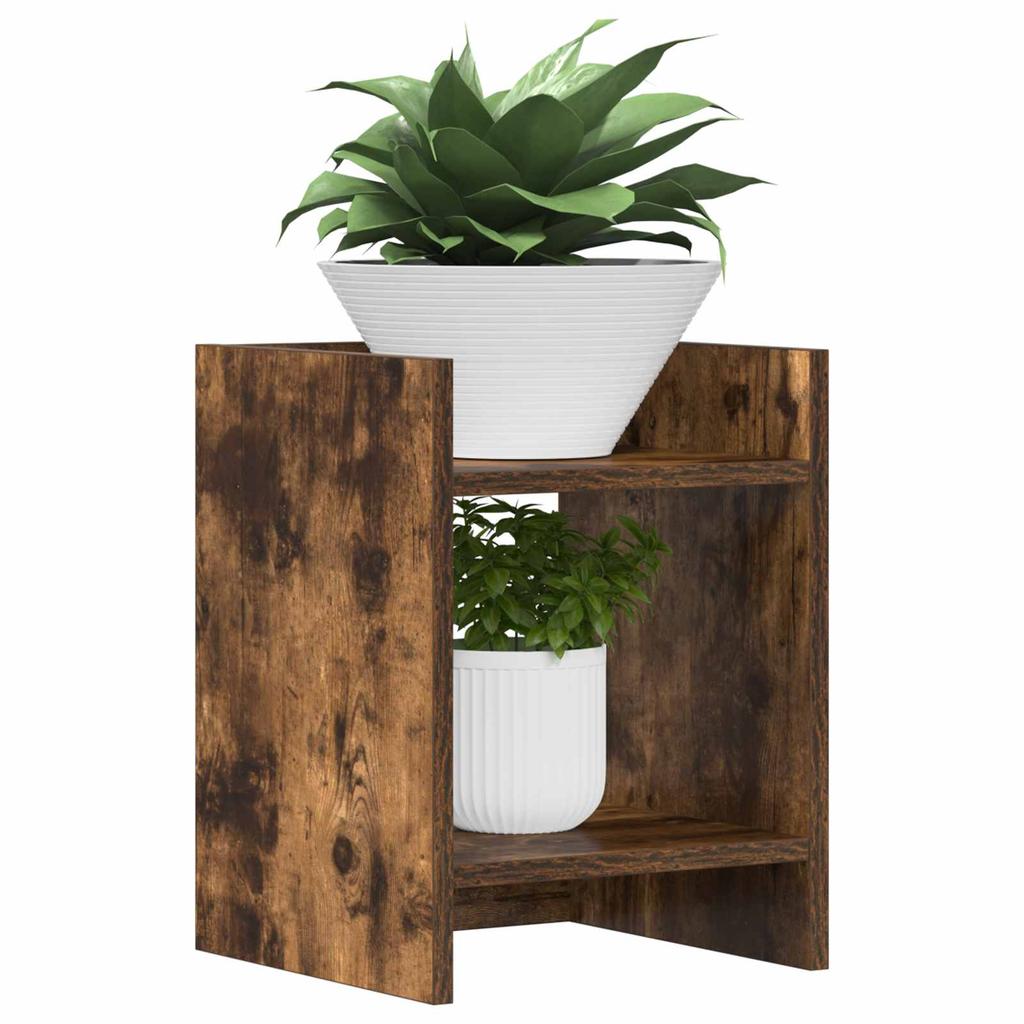 Plant Stand Smoked Oak 30 x 30 x 40 cm Wood Based Material