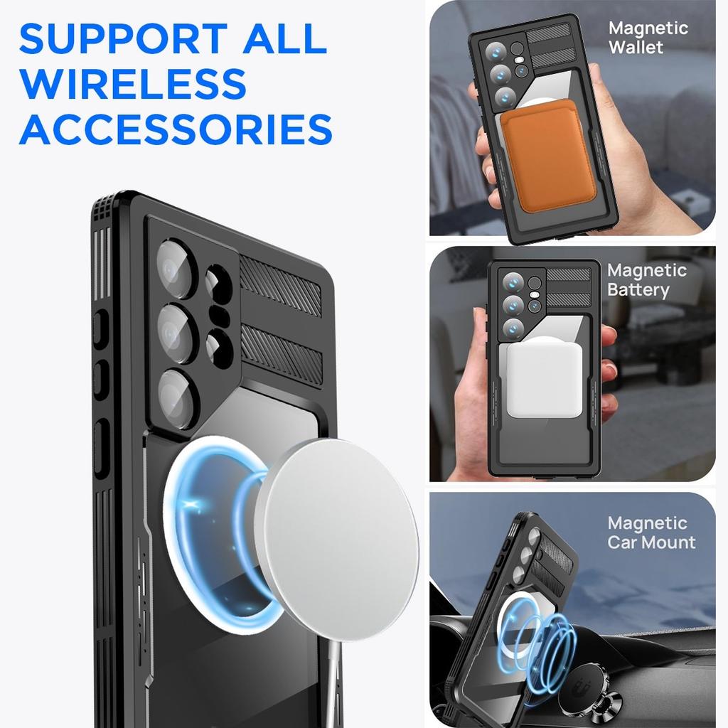 Für Samsung S26 S25 S24 Ultra S26 Plus IP68 Wasserdicht Magnetisch Tauchgehäuse Unterwasser Schwimmen Surfen Stoßfeste Schutzhülle
