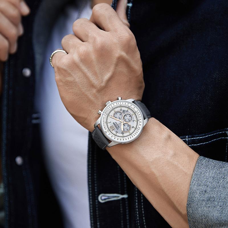 Citizen FF Light Powered Quartz Movement Cow Leather Strap Watch Men's Watches Gray Dial CA4500-24H