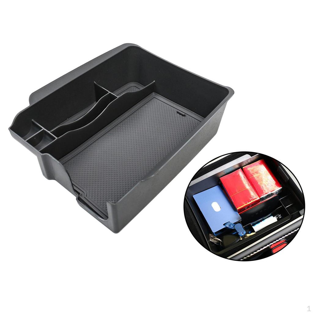 Car Center Console Organizer Tray Armrest Storage Box, Stowing Compartments, Auto Black