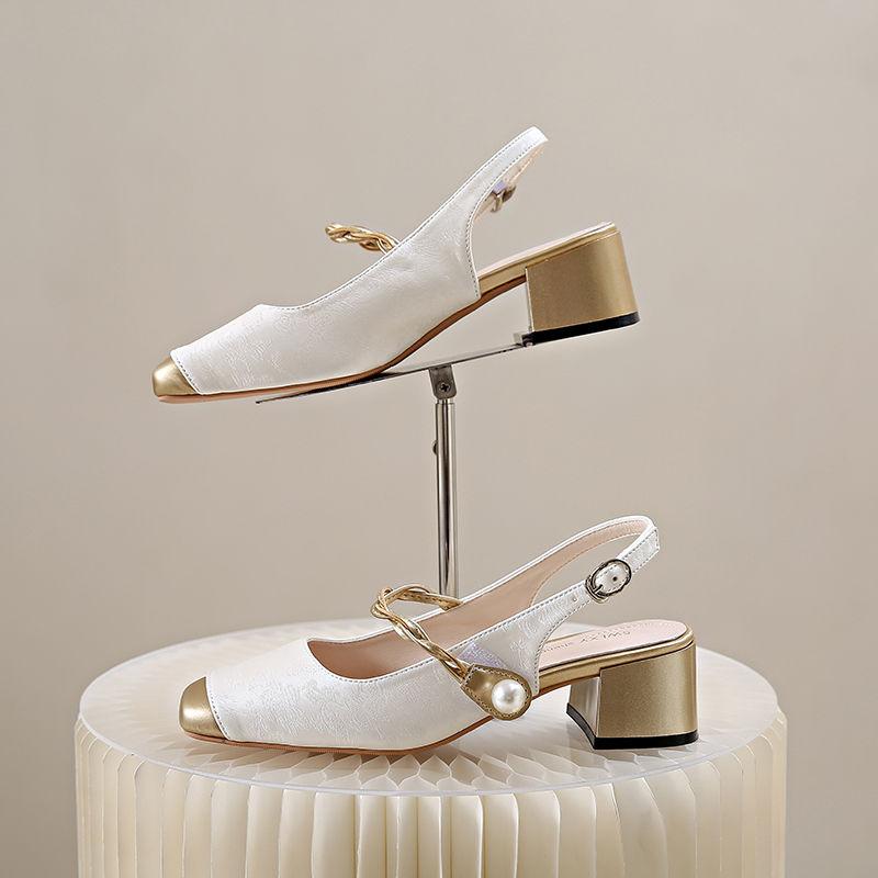 New Chinese Style National Style Baotou Sandals Women's Mid-heel Mary Jane Shoes Summer Temperament Thick Heel High Heel Single Shoes