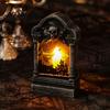 Pumpkin Bag Fillers Tombstone Candle Lantern LED Lighted Spooky Graveyard Table Lamp Halloween Tabletop Decor Small Night Light for Haunted
