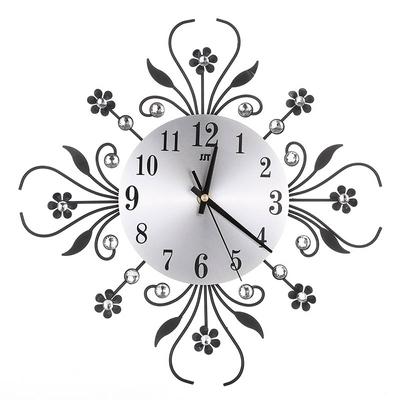 Aluminium-Zifferblatt, Blume, Diamant, Eisen, Wanduhr, Wohnzimmer-Dekoration, keine Batterie