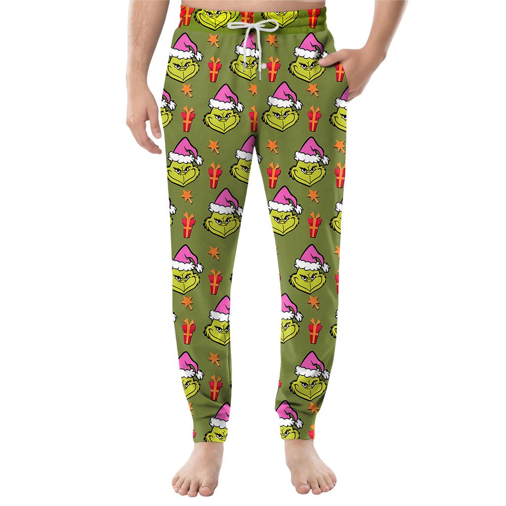 Pánské ležérní kalhoty se stahovací šňůrkou, kapsami a manžetami, domácí spací kalhoty