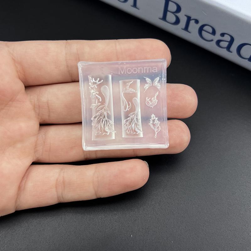 Nail Art Soft Silicone Mold Jellyfish Fishtail Molds 3D Silicone Carved Ocean Style Diy Nail Design Template Nail Accessories