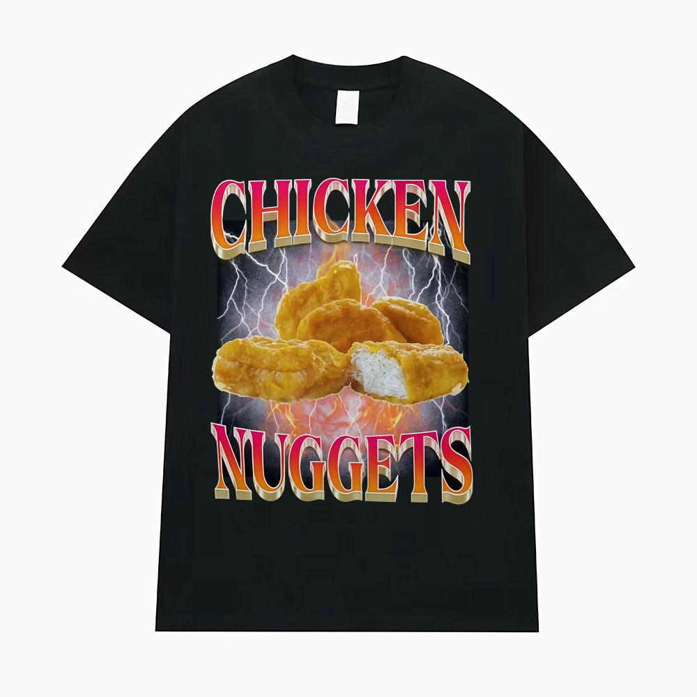 Chicken Nuggets Vintage Style Funny Meme Tshirt Unisex Women Summer Tops ONeck T Shirts Fashion Humor Cotton Short Sleeve T Shirt