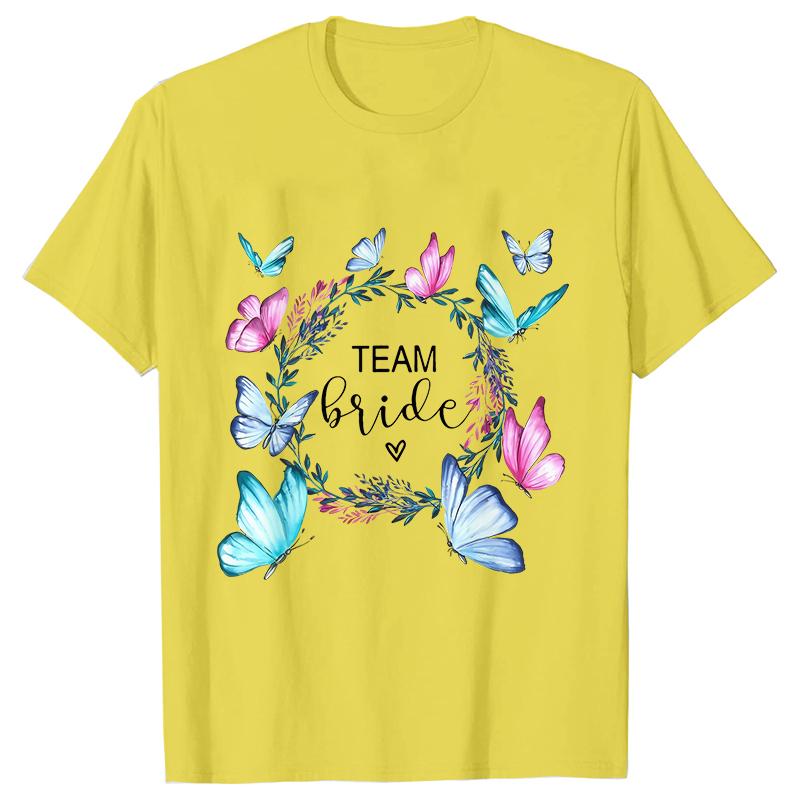 Fashion Bridal Wedding Party T-shirt Team Bride Bridesmaid Shirts Unisex’s Bachelorette Single Farewell Party Flower Wreath Tees