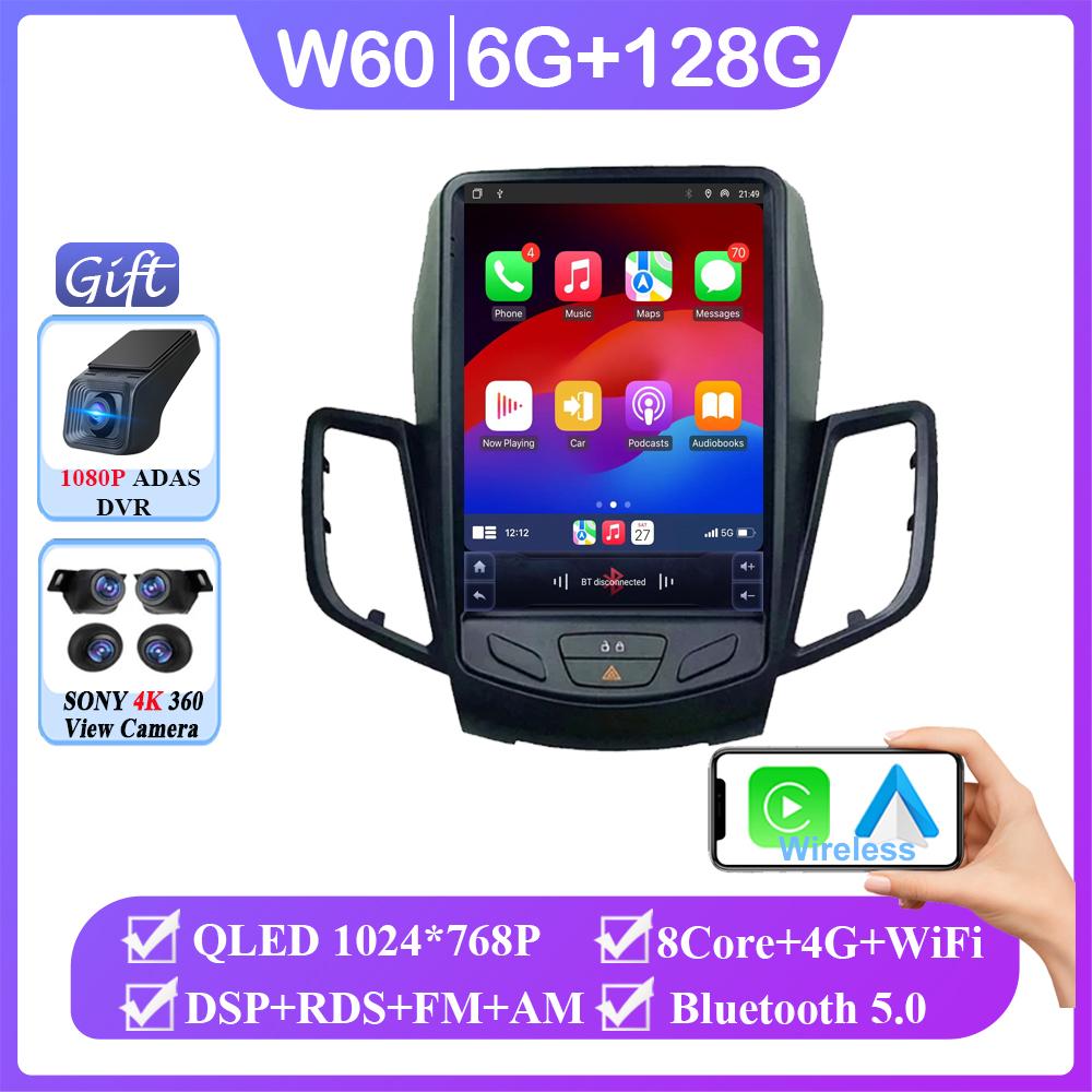 Android 14 Car Radio For Ford Fiesta MK7 2009 -2017 GPS Navigation Stereo Multimedia Player Carplay Vertical Screen Head Unit