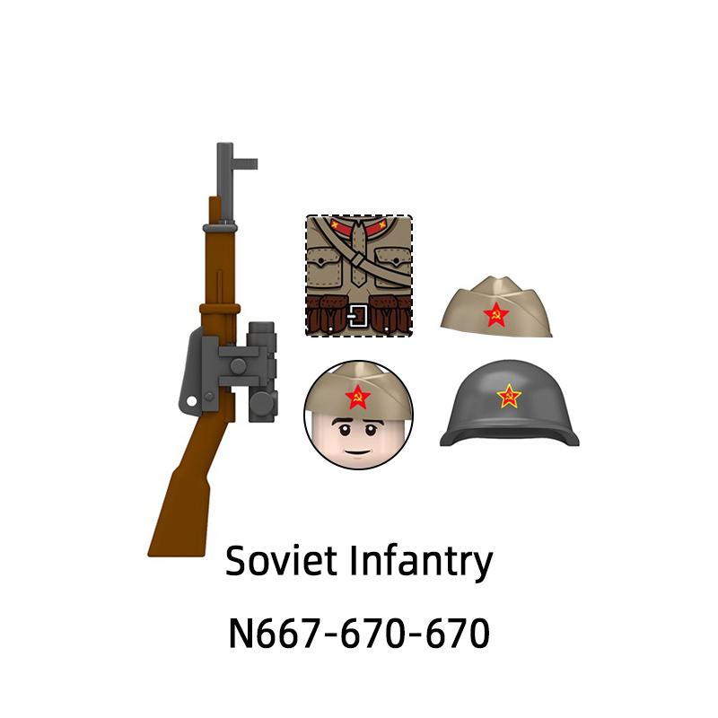 The N667-N670 Soviet Infantry Model Blocks MOC Bricks Set Gifts Toys