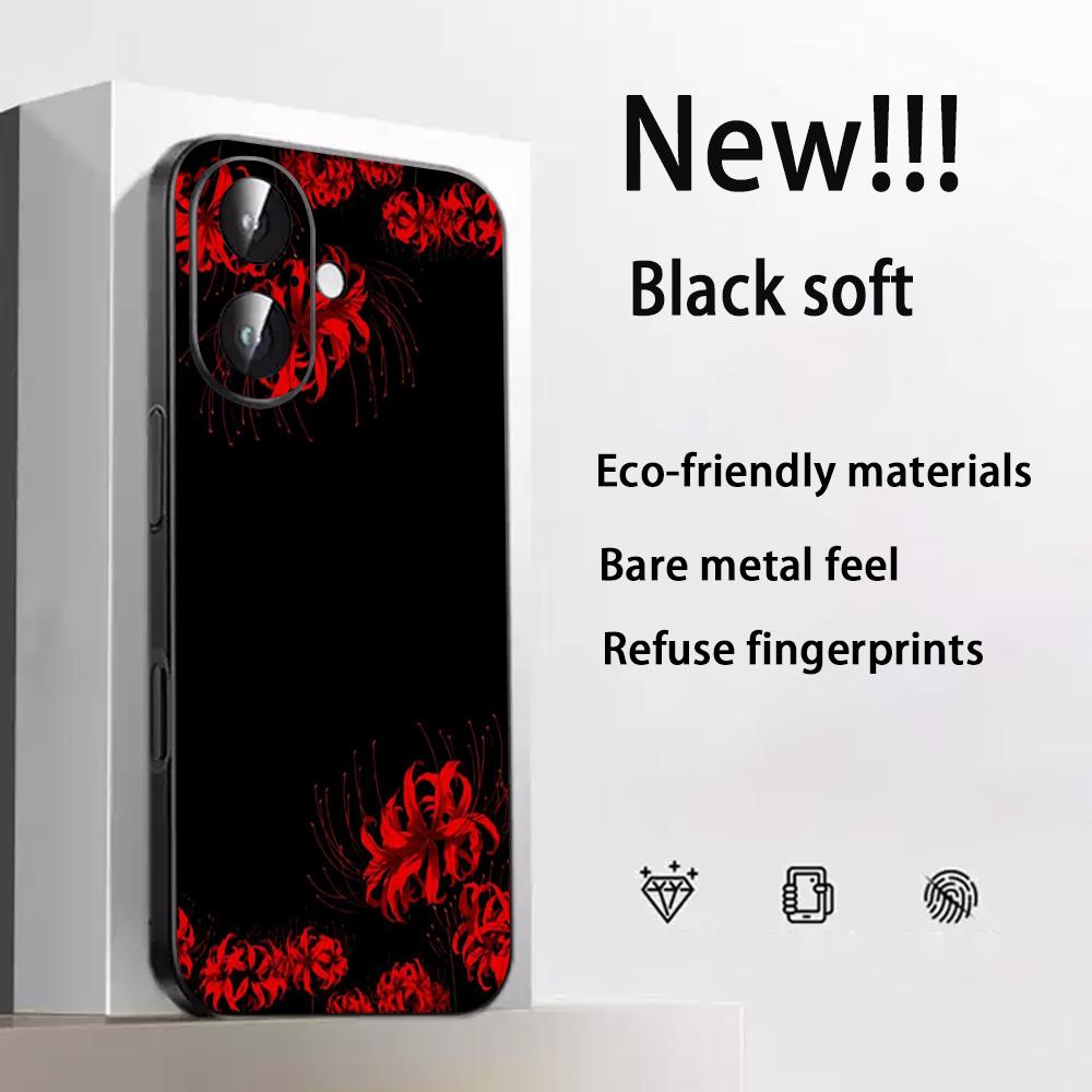 Art Red spider lilys japan design Phone Case For iPhone 17 16 e 15 14 13 12 Plus Mini Pro Max Soft black Shockproof Cover