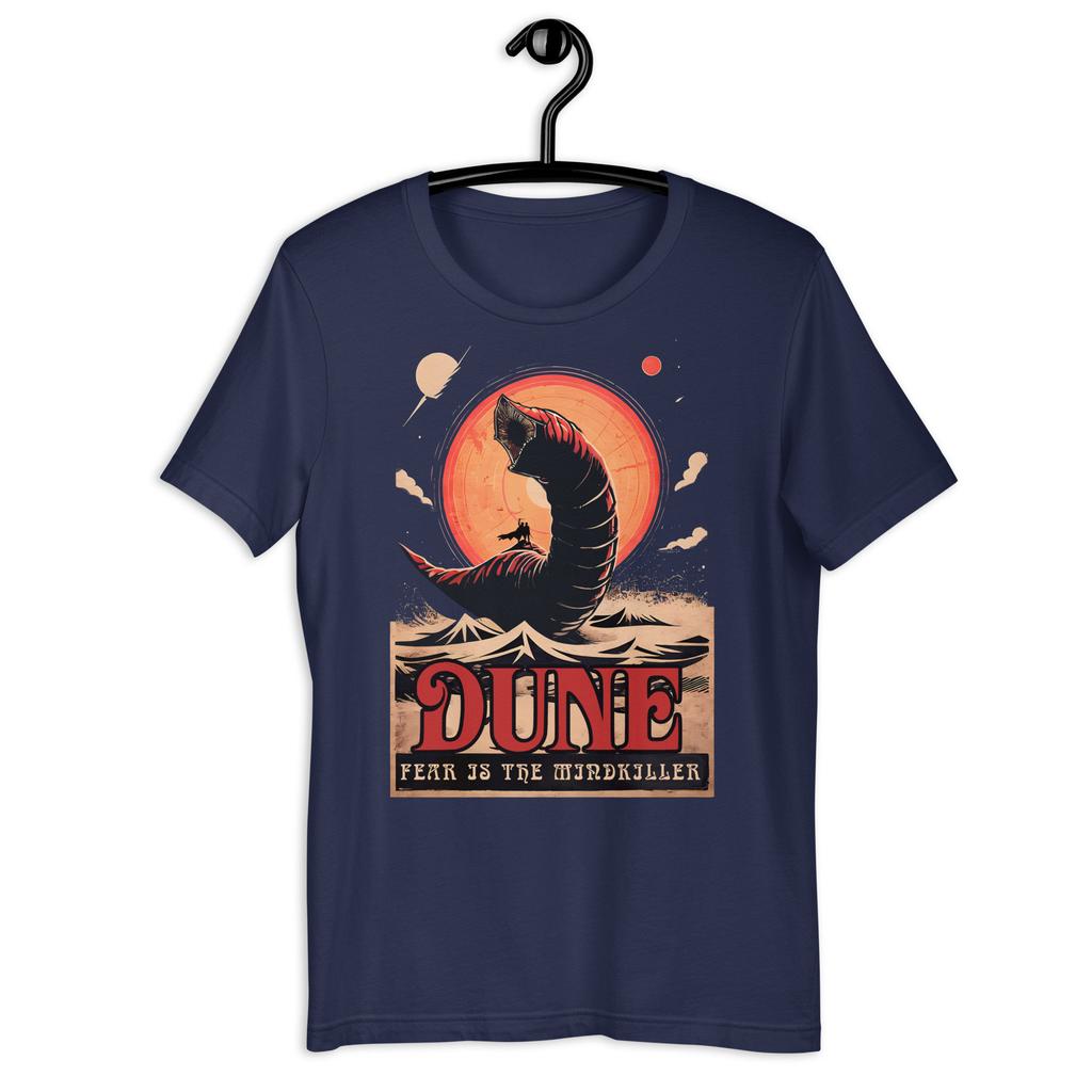 Retro Dune Shirt: Fear... Gift for Dune Lover Sandworm Dune Merchandise T-Shirt Summer Men's T-Shirt Crew Neck Cotton Tee