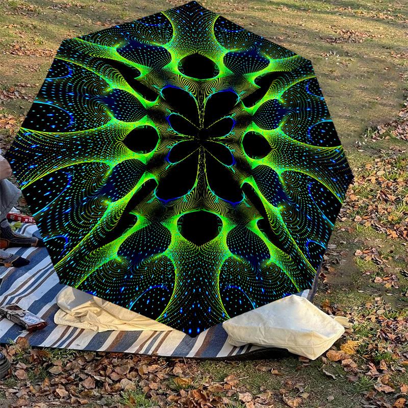 1pc Psychedelic Patterns Automatic Open/Close Umbrella with Windproof, 8-Rib Sturdy Canopy, Durable Ribs, Fashionable Design1198A