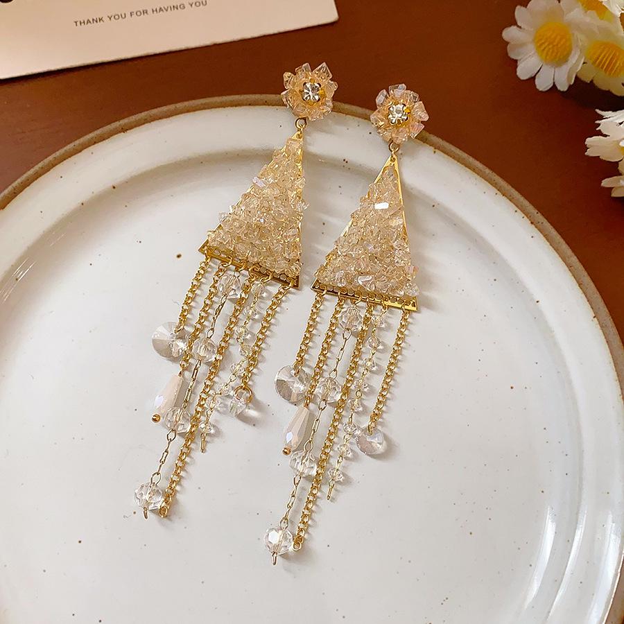 Silver Needle Resin Flower Tassel Earrings: Vintage, Versatile, Light Luxury Fashion Jewelry for Women