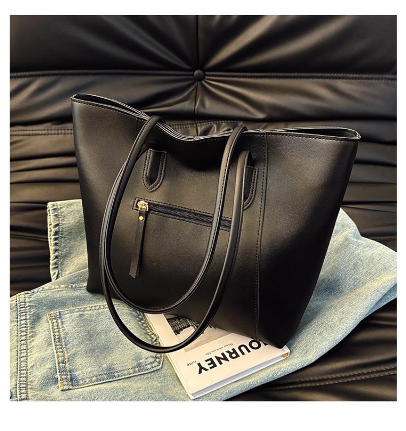 Women's Fashion PU Leather Shopping Tote Large Capacity Soft Shoulder Handbag Daily Bag