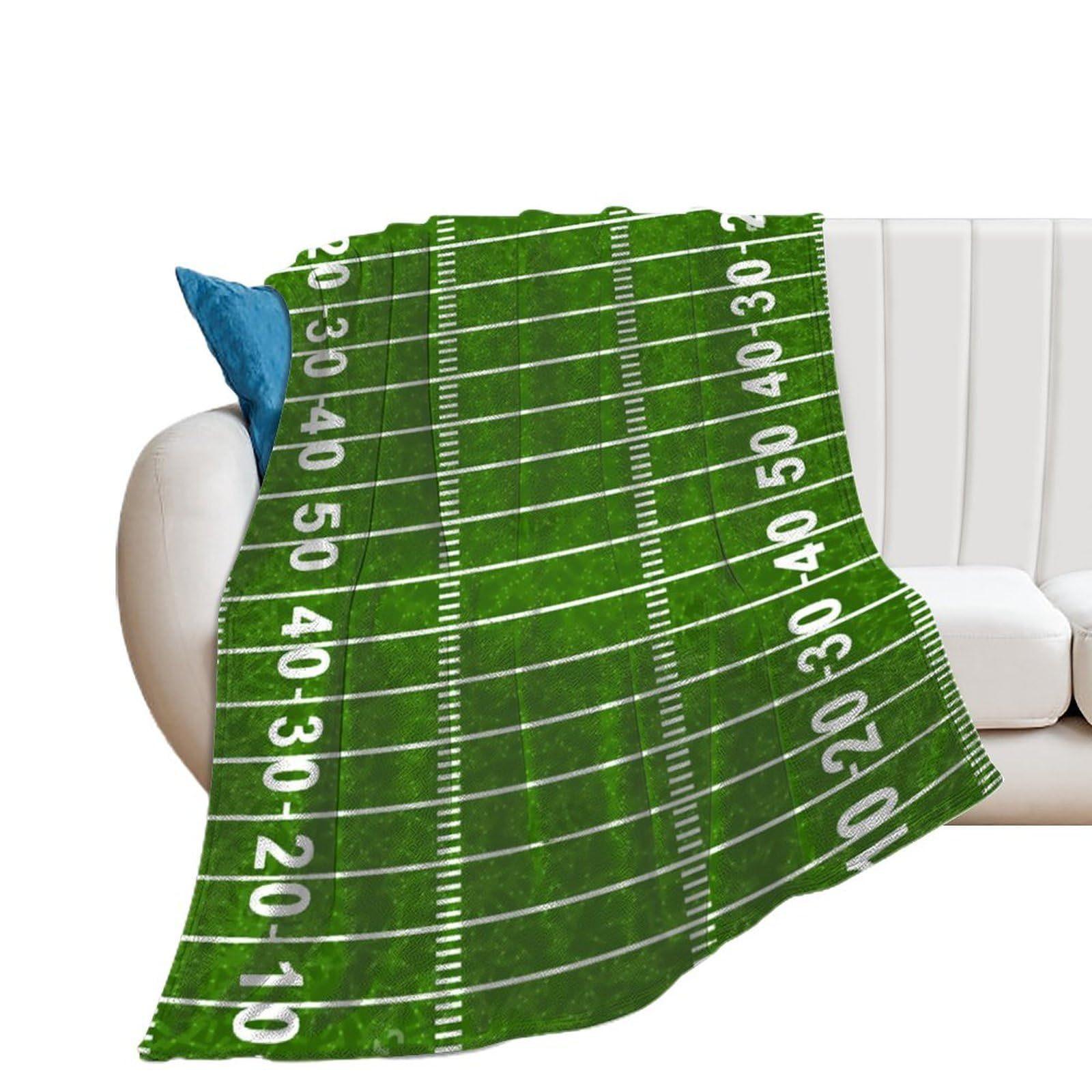 

American football field in green Printed Blanket for Sofa Bed Travel Camping Living Room Office Conditioning Blanket 75x90cm