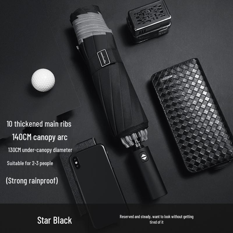 Large Dual-Use 12-Rib Auto Folding Umbrella, Windproof & Sun/Rain Proof, for Two People, Men & Women, Durable & Simple Design