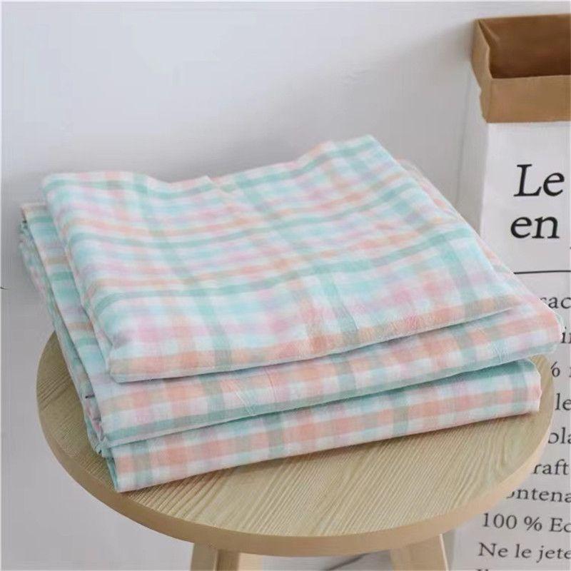 

American Retro Rainbow Gingham Bed Sheets Quilt Cover Four-Piece Set Dormitory Bed Sheet Bed Sheets Bedding 110cm x 200cm Bed Sheets Mango Gingham