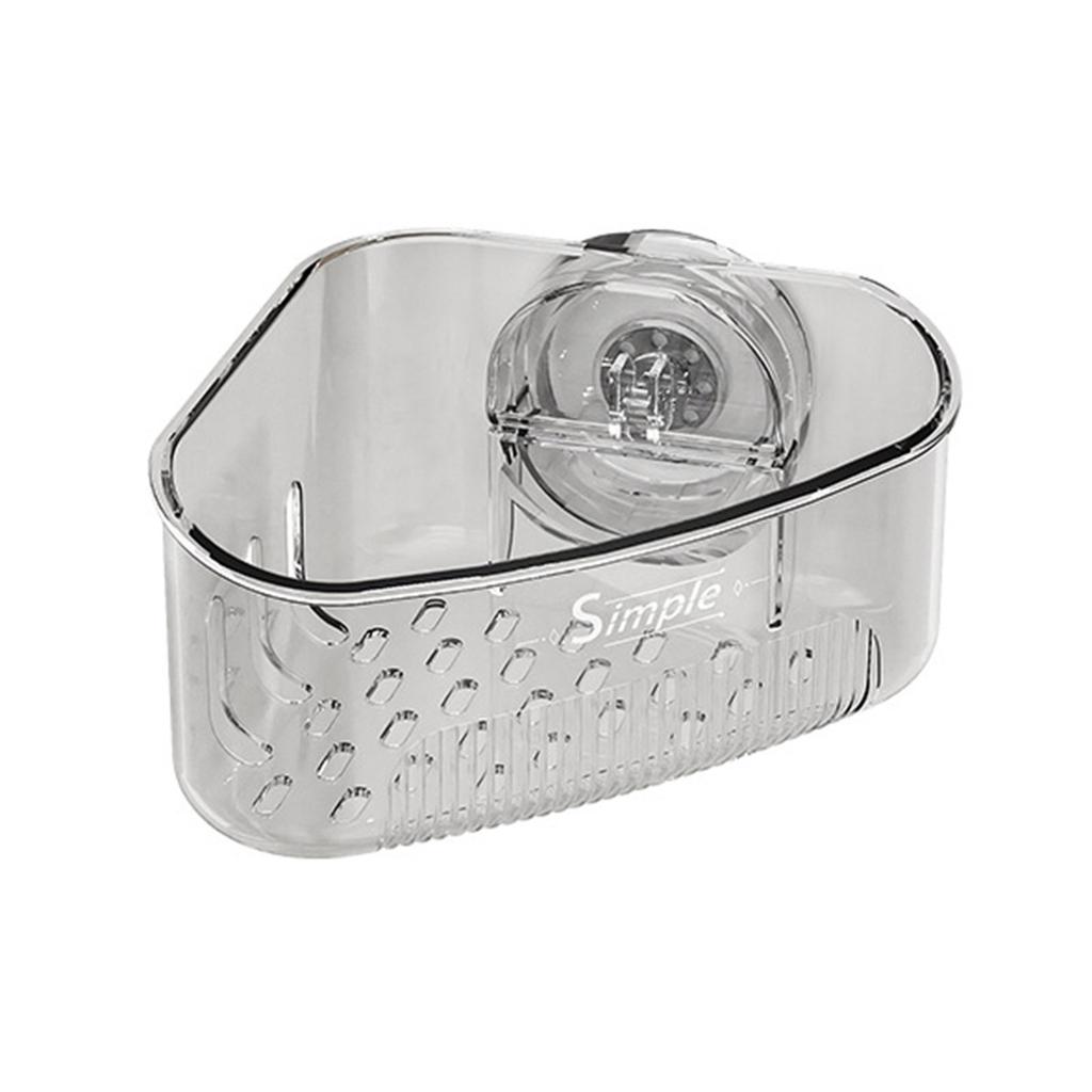 Suction Cup Corner Sponge Holder With Drain Holes Waterproof ABS Plastic Organizer For Kitchen Sink Bathroom Storage