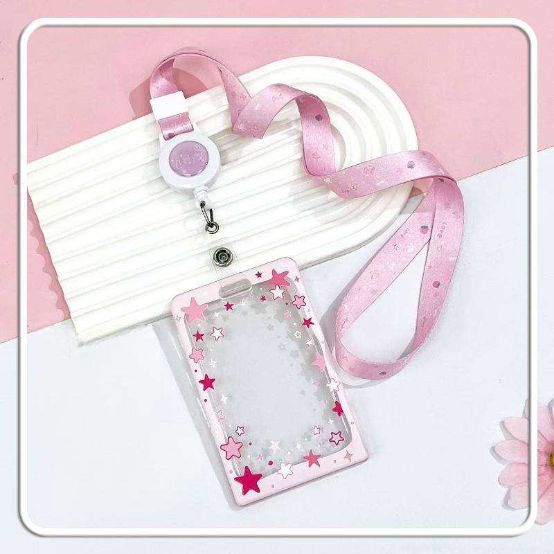 Star Sliding Cover Card Holder Transparent Portable Id Protector Kpop Photocard Photo Case Student School Card Bus Card Holder