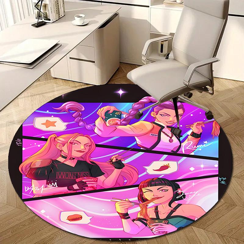 1pc KPop Demon Hunters2 Design Printed Area Round Carpet for Bedroom Living Room Home Decor Rugs Mat Non Slip Mat Rug for Bedside