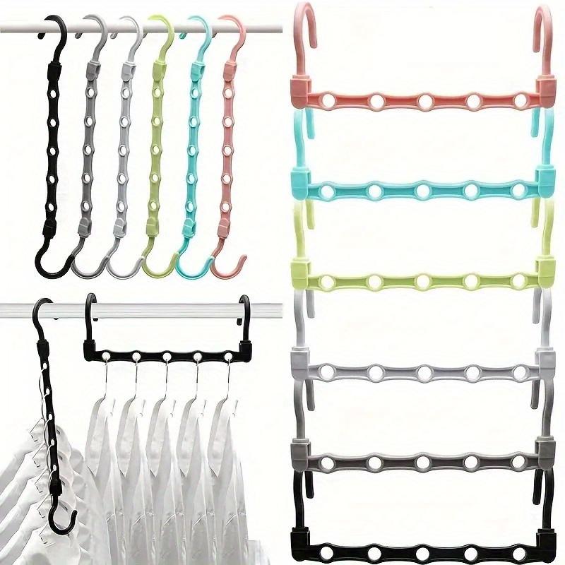5 Holes Sturdy Plastic Clothes Closet Organizers and Storage, Space Saver Organization, College Dorm Room Essentials