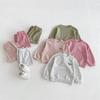 Spring Arrival: Unisex Waffle Knit Two-Piece Set for Toddlers & Kids with Letter Embroidery - Korean Style Home Wear