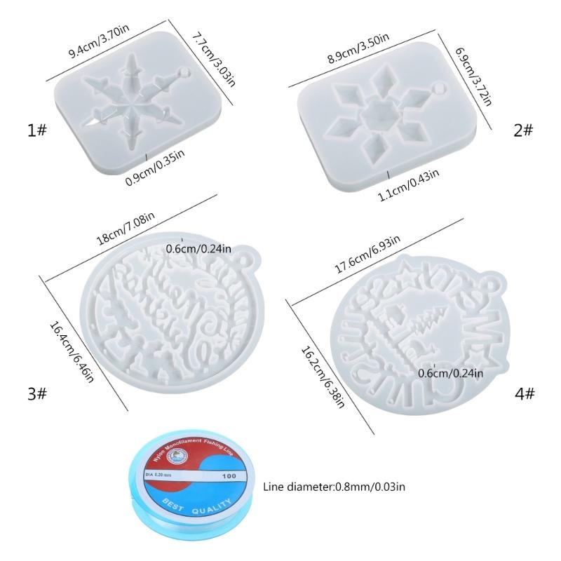 Diy Christmas Elk Snowflake Crystal Epoxy Mold Pendant Wall Hanging Curtain Wind Chime Mirror Surface Silicone Mold