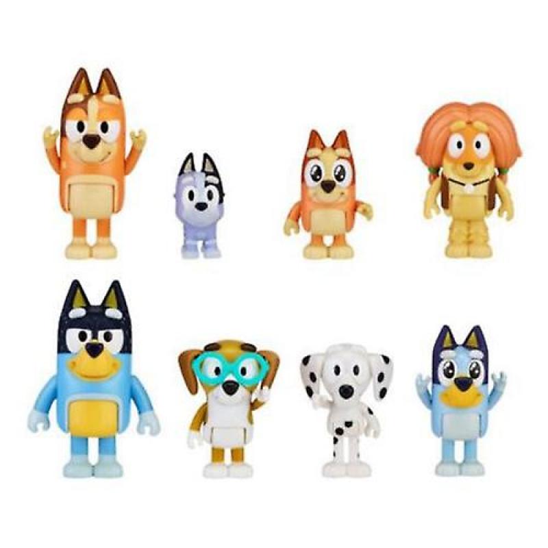 8 ks Kreslená Animace Bluey Pohyblivé Panenky Pvc Hračky Akční Sběratelský Model Figurky