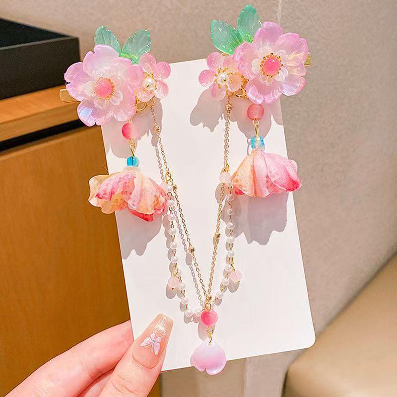 Chinesische Stil Fee Haarspangen für Mädchen mit Quasten und Stirnkette