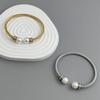 New Steel Wire Button Zircon Pearl Stainless Steel Gold-plated Bracelet 18K, High Quality Waterproof Couple Bracelet, Wife Gift
