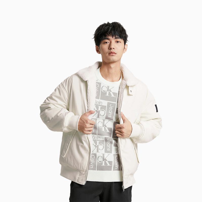 Calvin Klein Casual Commuter Reversible Large Pocket Faux Shearling Coat Men Coats Off-White J324123YBI