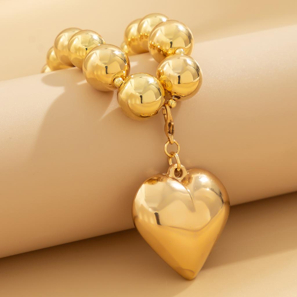 PuRui New Punk Removable Love Heart Pendant Necklace for Women Acrylic Beads String Choker Charm Clavicle Chain Zircon Party