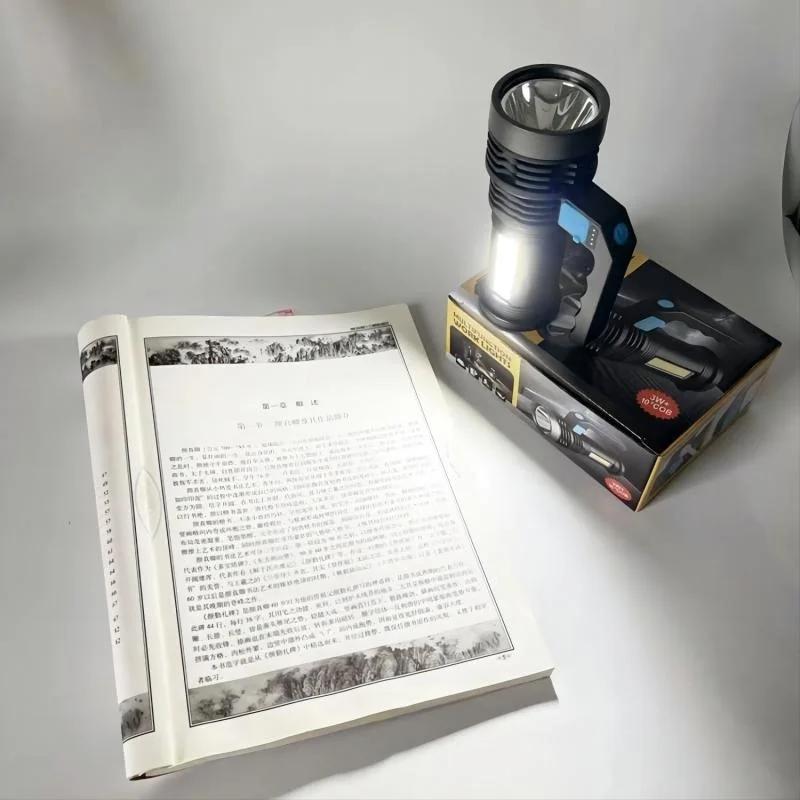 Vysoce výkonná LED svítilna 2000mAh Výkonná USB dobíjecí svítilna Ruční přenosná venkovní lampa Vestavěná baterie COB lucerny