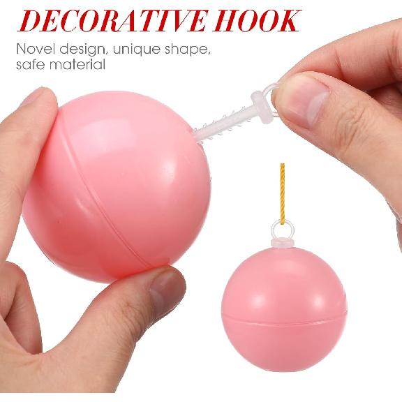 Cabilock Tapones de suspensión de adornos de espuma navideña: 100 piezas de bola de espuma con cierre a presión cuerda precortada para colgar