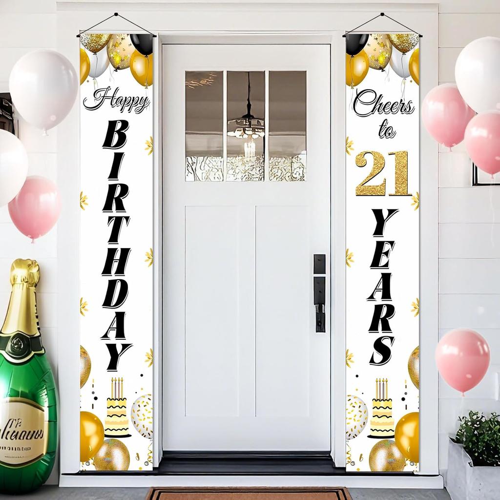 Happy Birthday Door Banner Decorations Porch Banners for Men Women Birthday Porch Sign Party Supplies Decoration for Outdoor Indoor Birthday Decor