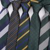 New Men's Tie Luxury Green Color Stripes Dot 8cm Jacquard Neck Tie Necktie For Men Business Wedding Party Daily Wear Accessory