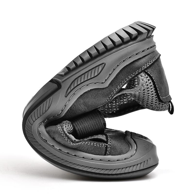 Men's Rubber Sandals Summer Outdoor Beach Casual Toe Hole Shoes Breathable Platform Wedge-shaped Thick Soled Round Toe Sandals