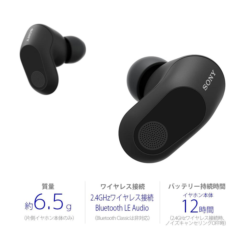 Sony gaming earphones INZONE Supervised by Fnatic Completely wireless Low latency wireless connection USB transceiver included LE Audio compatible