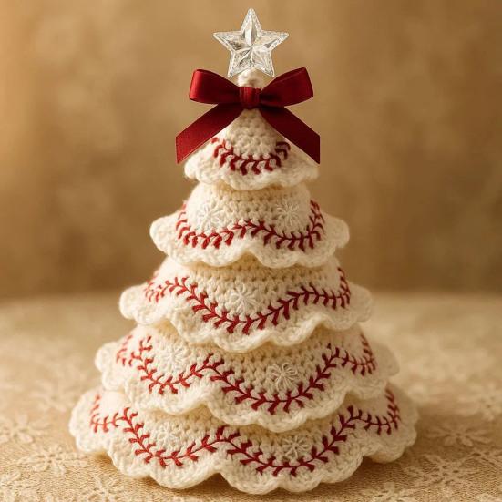 Handmade Football/Baseball Crochet Christmas Tree Ornaments DIY Sports Themed Knit Christmas